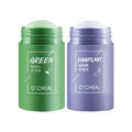 Unisex Green Tea Solid Deep Cleaning Mud Stick Control Anti-Acne Eggplant Purifying Anti-Aging Clay Skin Care