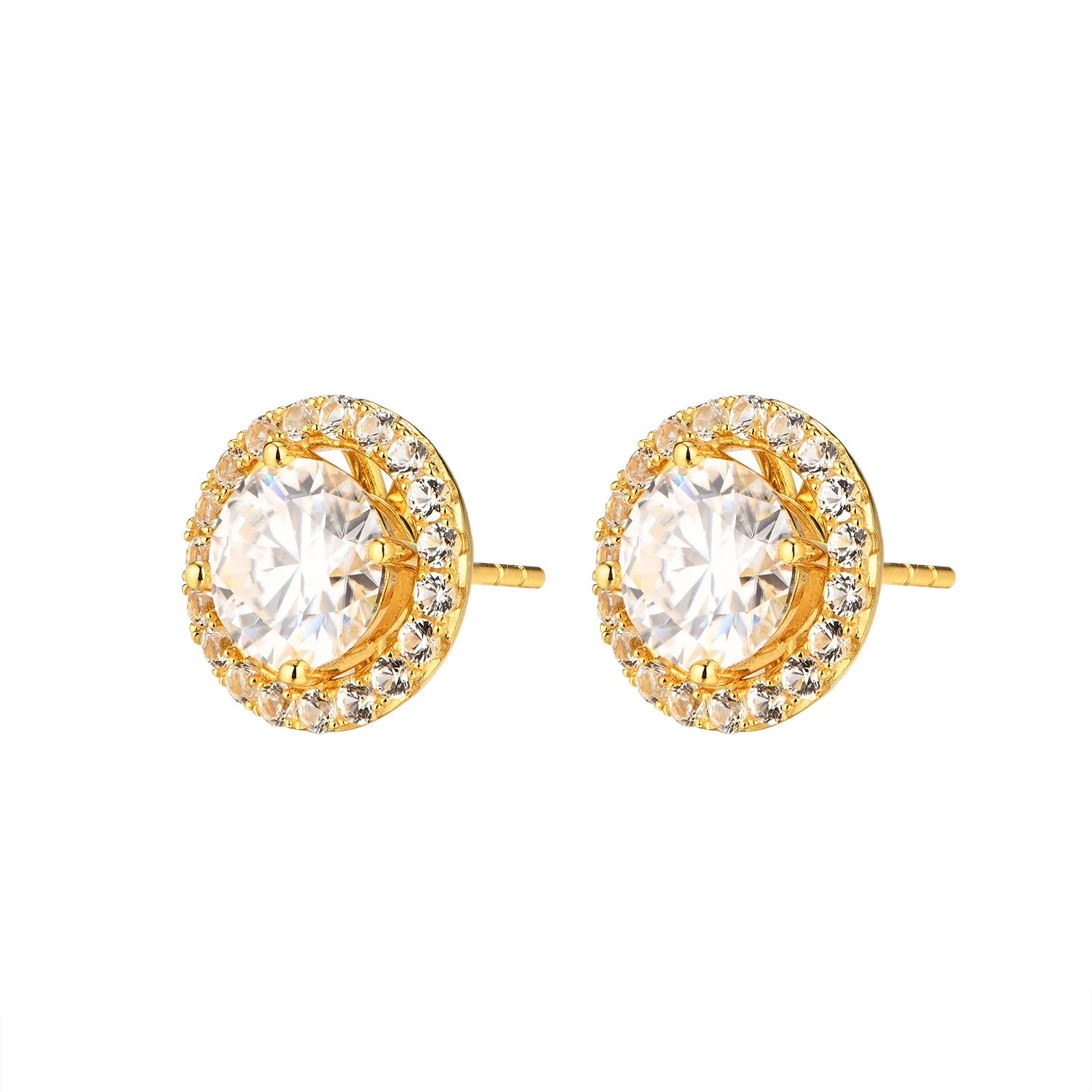Atta 18k Gold Plated D Color VVS 7.5mm Round Cut Moissanite Studs Earrings  Fine Jewelry for Her With GRA Certificate