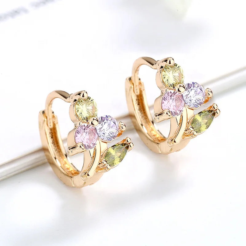 Factory Supplier Western Earrings Wholesale Cubic Zirconia Fancy Stylish 18K Gold Plated Huggie Small Hoop Earrings