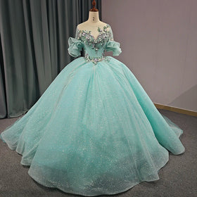 Sweet Bling Princess Style Evening Dress Diamond Applique Embroidery Heavy Industry Ball Gown Dress 6633