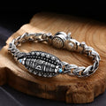 Tibetan Buddhism Natural Turquoise Six-character Mantra Bracelet Rotatable Nine-eyed Dzi Bangle Amulet Jewelry for Men Women