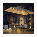 2024 Heavy Duty Outdoor Garden Sunshade Parasol Manual Lift Solar Patio Big Umbrella Led Lights Modern Outdoor Furniture
