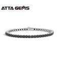 Atta 3.5mm Vvs D Color 925 Sterling Silver Tennis Mens Moissanite Bracelet Black Chain Bracelet