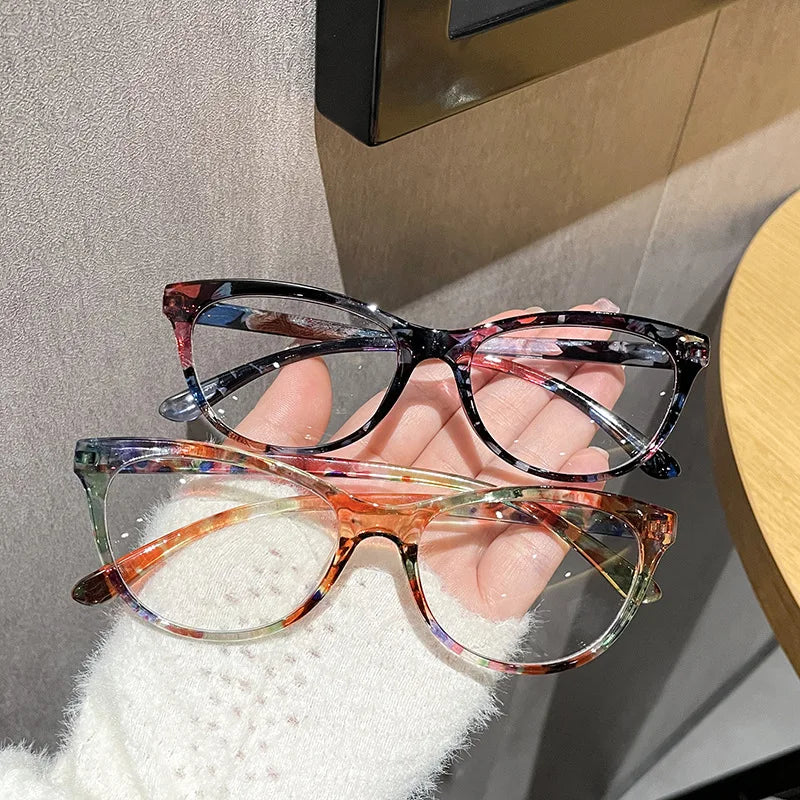 Fashion Flower Cat Eye Eyeglasses Frames for All Face Anti Blue Light Glasses Women Summer Vitality Butterfly Eyeglasses Frames