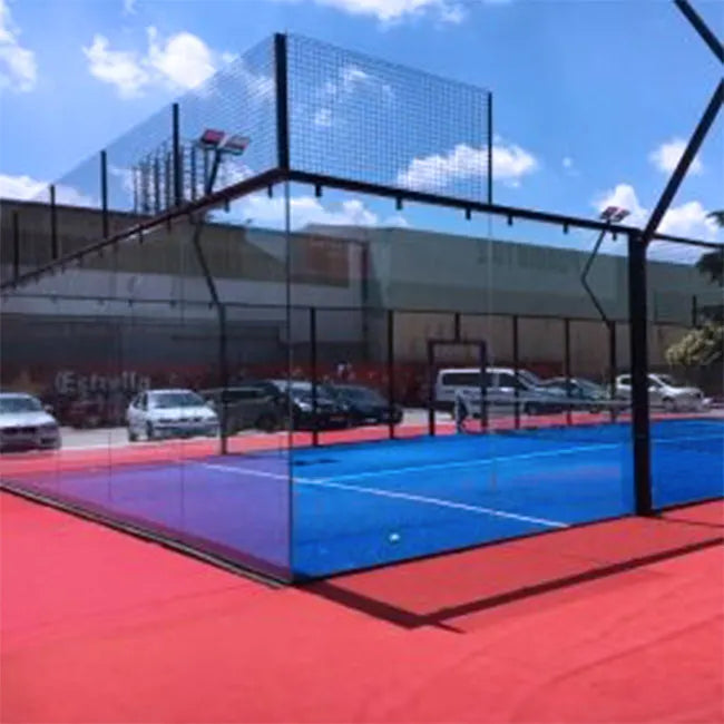 10x20m Whole Set Price Padel Tennis Court with Tempered Glass LED Lights 12mm Grass for Steel Structure AVG Brand