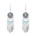 China Hot Sale Retro Ethnic Style Drop Dangle Earrings Trend Bohemian Earrings Gold Metal Leaf Long Tassel Earrings