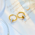 New Arrival Tarnish Free 18k Gold Plated Stainless Steel Zircon Hoop Earrings for Women