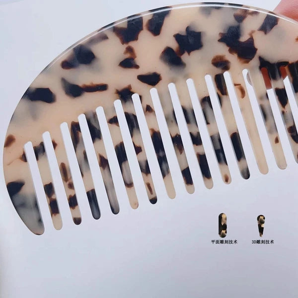 HZ Factory Wholesale Custom Logo 4 mm Korean Women Girls Wide Tooth Hair Cellulose Acetate Hair Comb