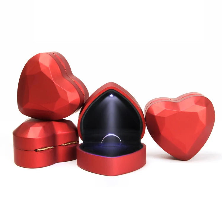 High-End Wholesale Hot Sale Style Heart Shaped Ring Box Light Jewelry Packaging Boxes