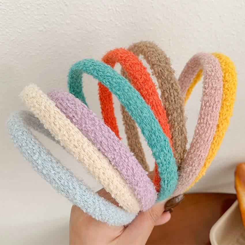 Autumn Winter Fashion Headband New Arrival Girls' Warm Cute Elastic Hair Hoop Plain Candy Color Thin Fabric Body Hairband