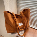 Casual Solid Color Large Capacity Shoulder Bags for Women Simple Corduroy Ladies Handheld Bag Commuter Female Shopping Tote