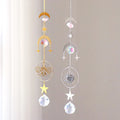 Wholesale Hanging Crystal Moon and Stars Sun Catcher Wind Chimes Gold Brass Glass Suncatchers for Window Decor