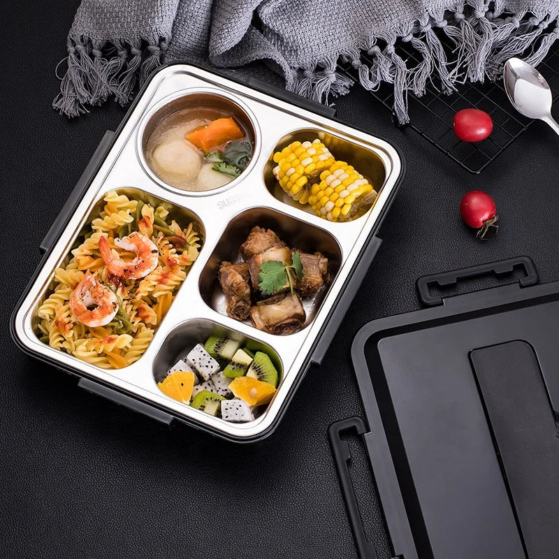 5 Partition 3Layer Microwavable Bento Food Storage Container with Gift Box 5 Compartment Disposable Lunch Box