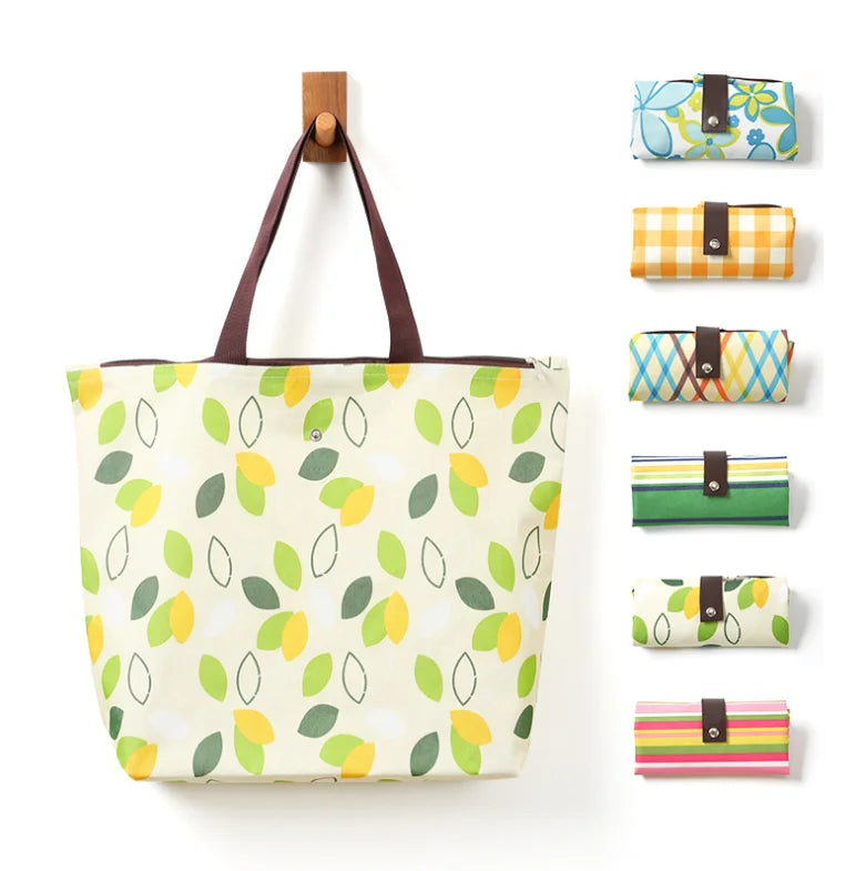 Custom 600d Waterproof Oxford Women Handbag Sublimation Gift Shopping Bags Foldable Supermarket Bag With Zipper