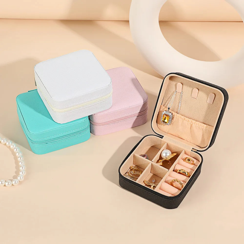 Free Sample Luxury Custom Logo Portable Pu Leather Necklace Ring Storage Case Velvet Travel Jewelry Organizer Gift Box Packaging