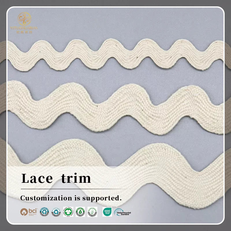 New Design Ric rac Trimming S Shape 100% Cotton Webbing for Clothing