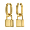 Wholesale Trendy Waterproof Fashion Lock Statement Stainless Steel Fine Gold Plated Dangle Drop Earrings Jewelry for Women