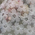 White Lace Fabric 3D Flower Embroidered Tulle Dress Making Fabric