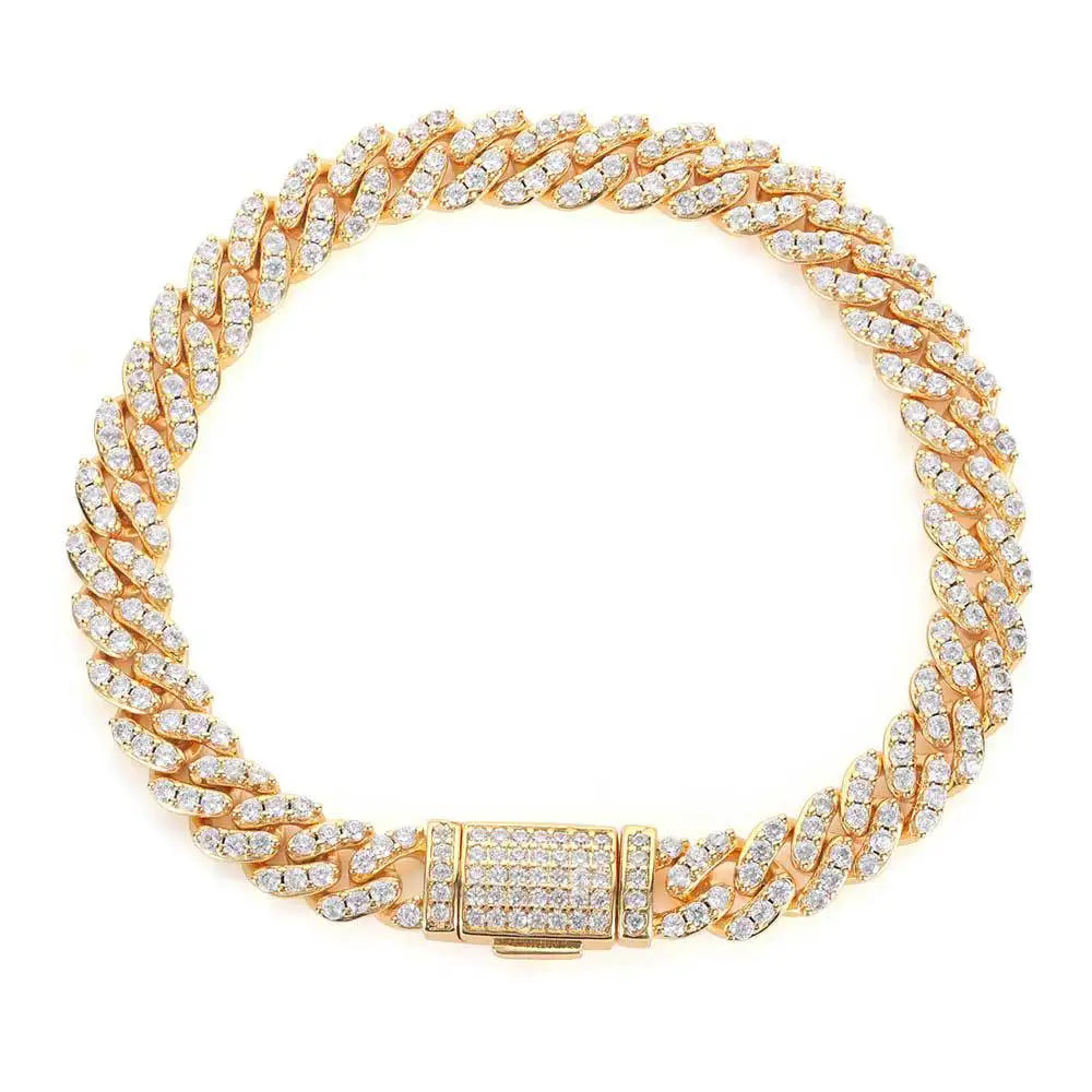 DUYIZHAO Hip Hop Micro Pave CZ Bracelet Jewelry 8mm Single Row Miami Cuban Chain Personality Men Flip Buckle Bracelet Wholesale