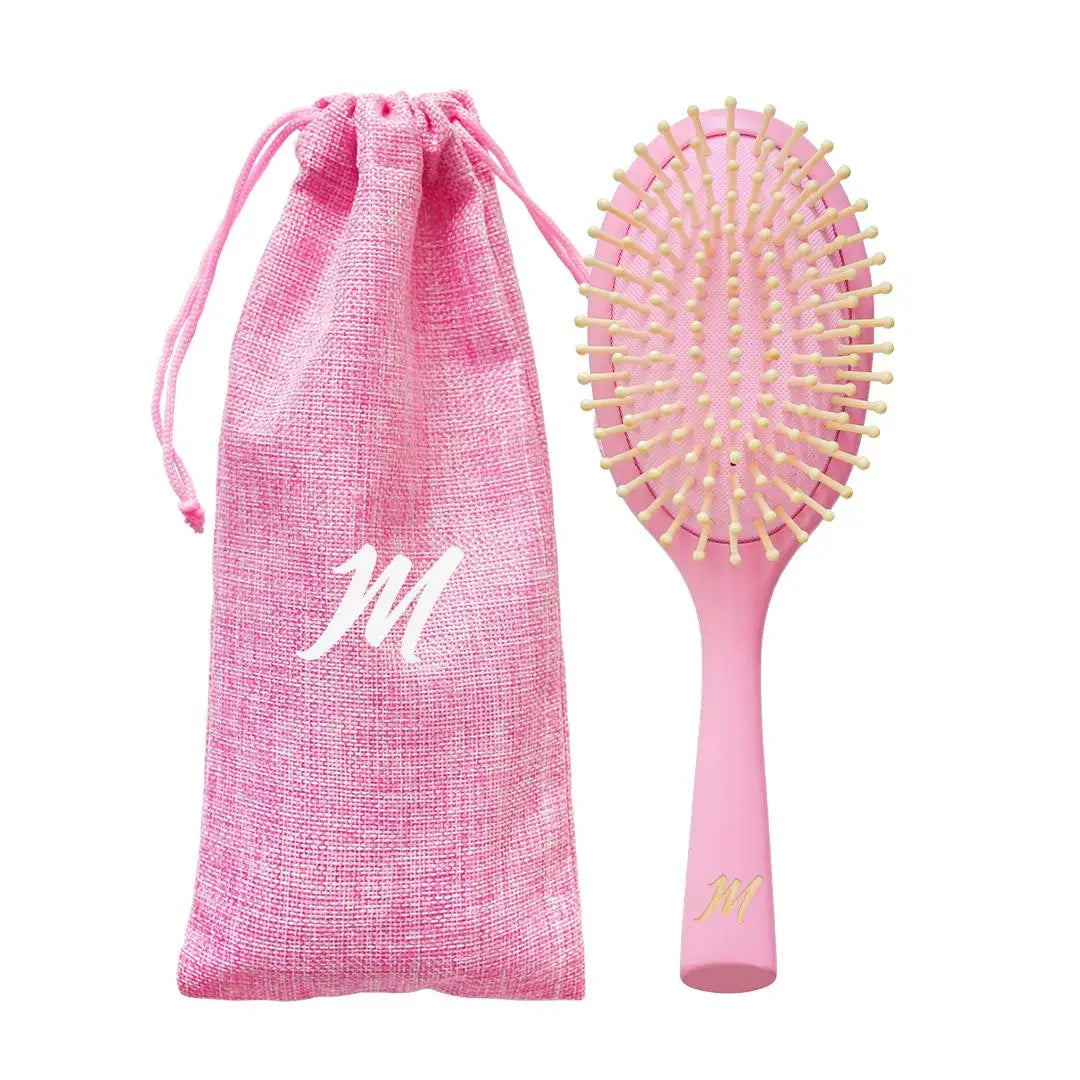 New Arrival Custom Logo Natural Pink Wooden Massage Cushion Hair Brush Stylish and Comfortable Hair Detangle Brush