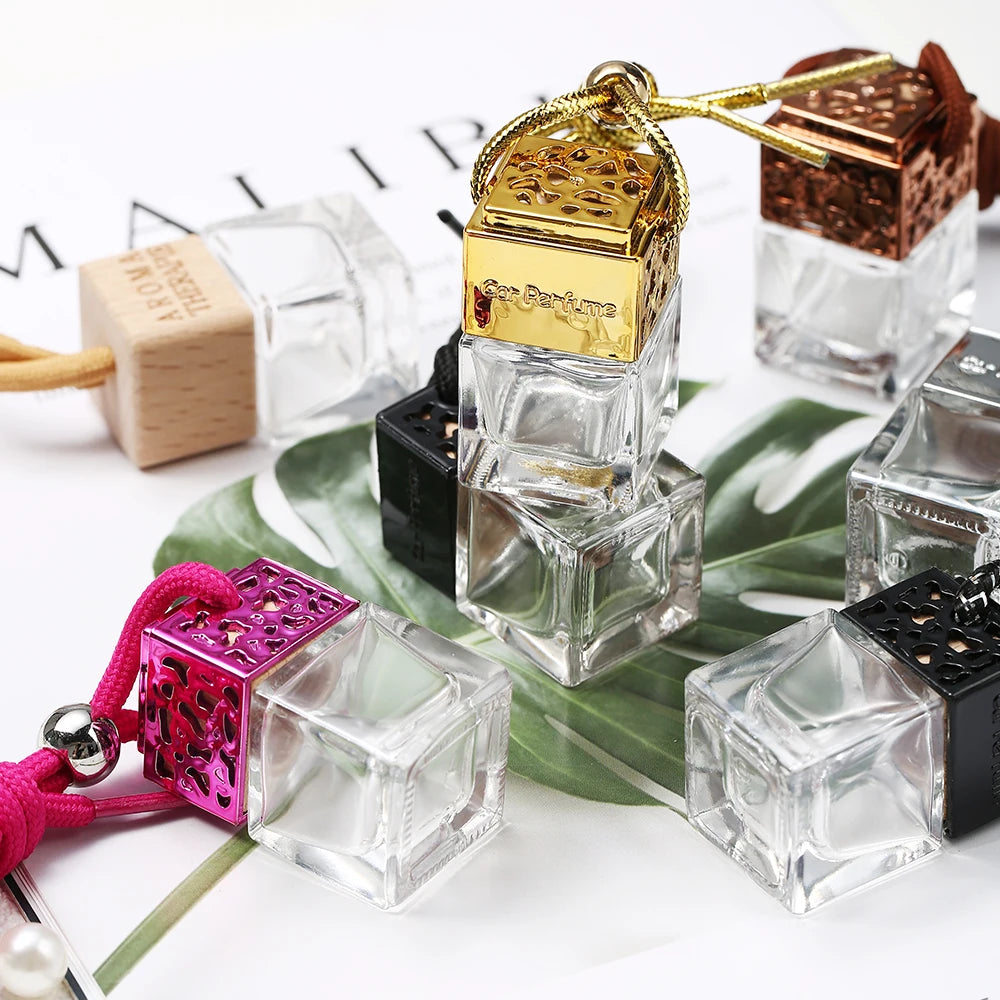 Aromatherapy Car Air Freshener Hanging Car  Essential Oil Diffuser Perfume Glass Empty Bottle