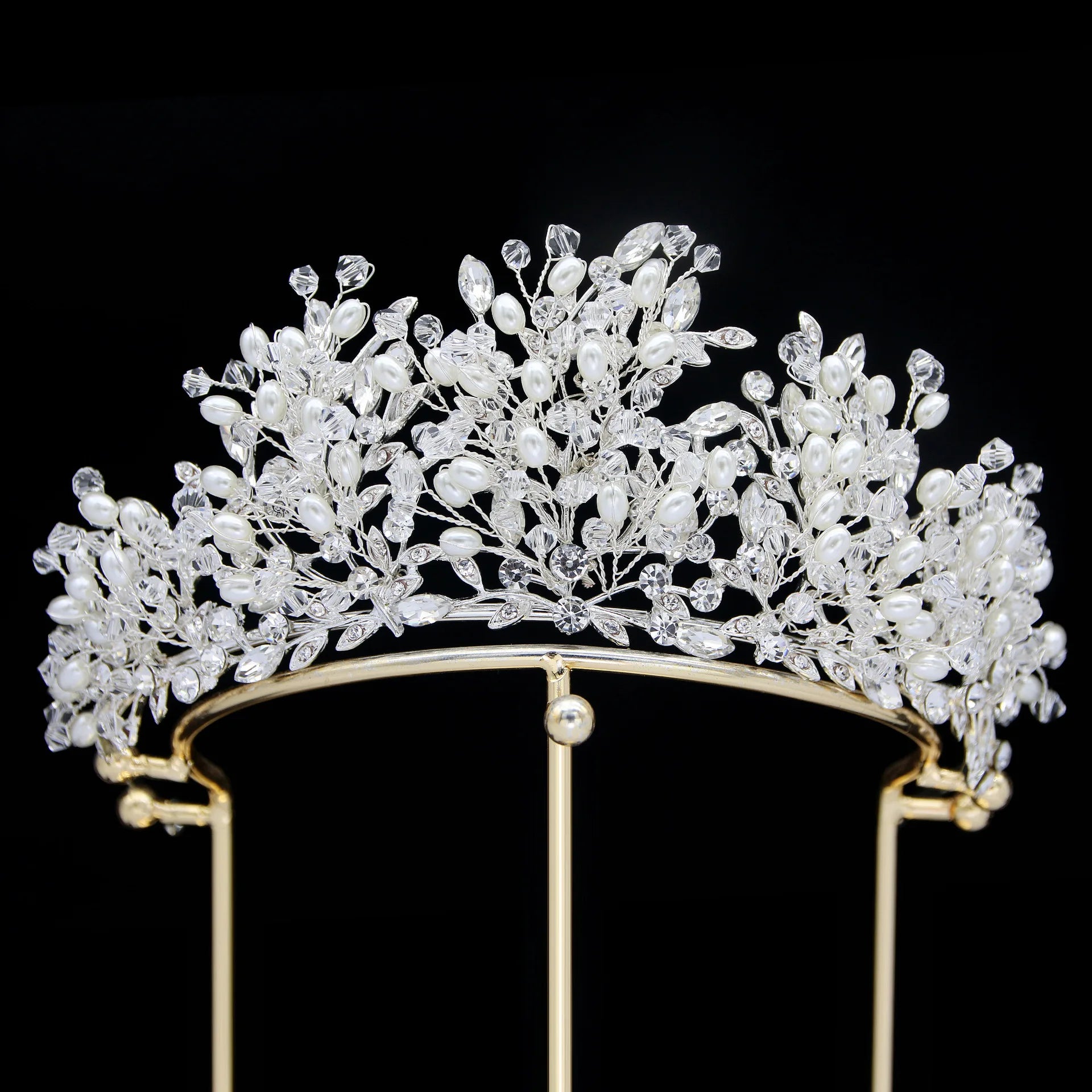 Miallo New Bridal Tiaras Crown Alloy Pearl Rhinestone Copper Wire Jewelry Luxury Wedding Headpiece
