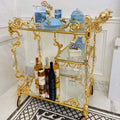 French Elegant Modern Luxury Design Art Wedding Trolley Hotel Home Dining Cart Timmonsi Glass Golden Copper Living Room Kitchen