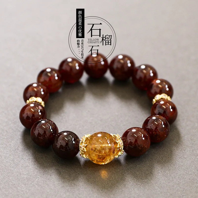 Natural Bull Blood Garnet Crystal Bracelet Handcrafted Old Craft Category Product