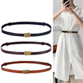 Luxury Ladies Vintage Soft Thin Waist Band Belt Genuine Leather Dress Belt for Women