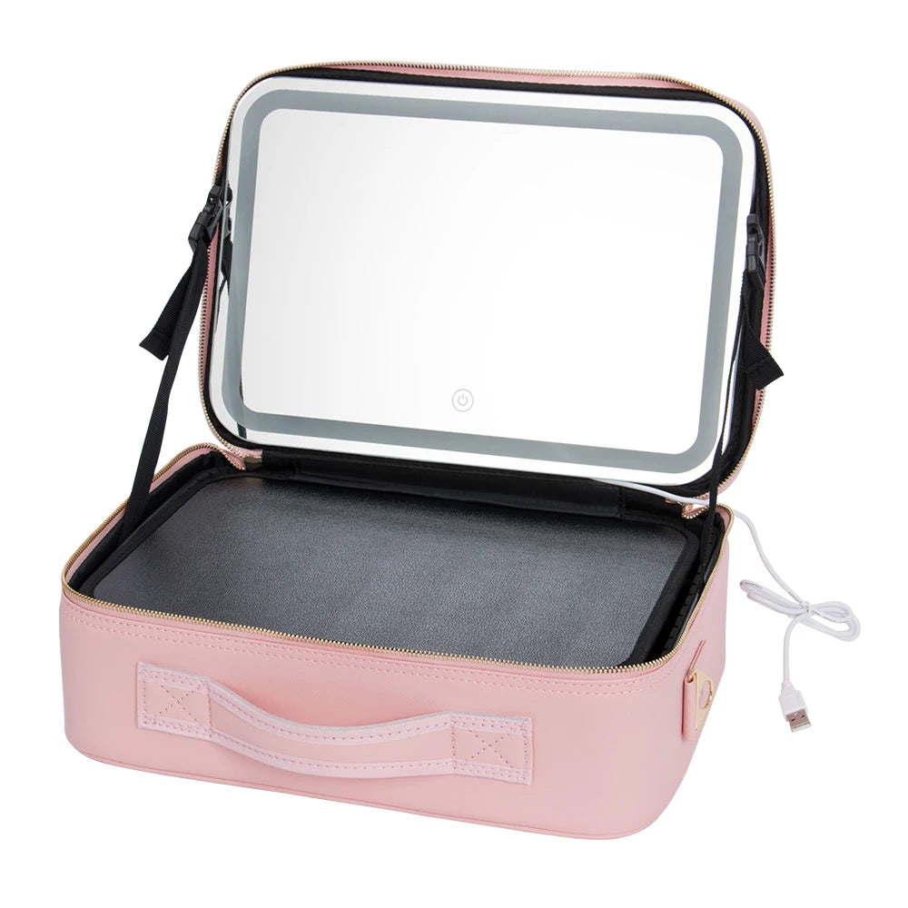 KONCAI Portable Large Capacity Cosmetic Organizer Bag Vanity Cosmetic Beauty Makeup  case Pouch Box Bag
