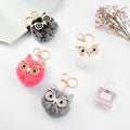 2021 Creative Fashion Cute Big Eyes Owl Hair Ball Keychains Plush Ball Fur Bag Pendant Women Promotion Gift Metal Keychain