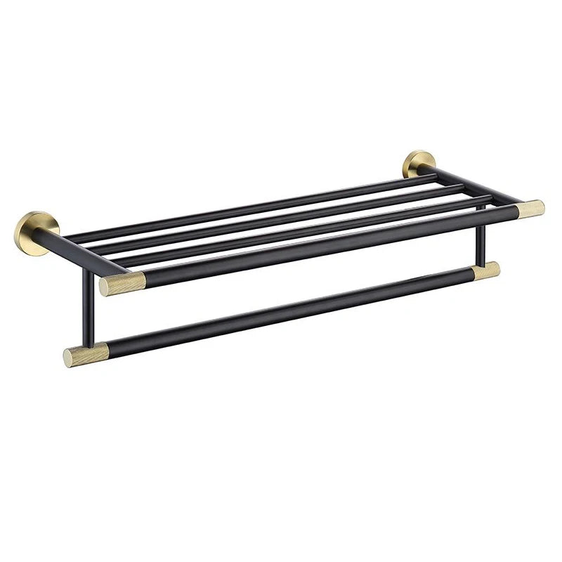 Bathrobes & Bath Shower Hanger Dual Tier Towel Rack Bathroom Accessories Black&gold