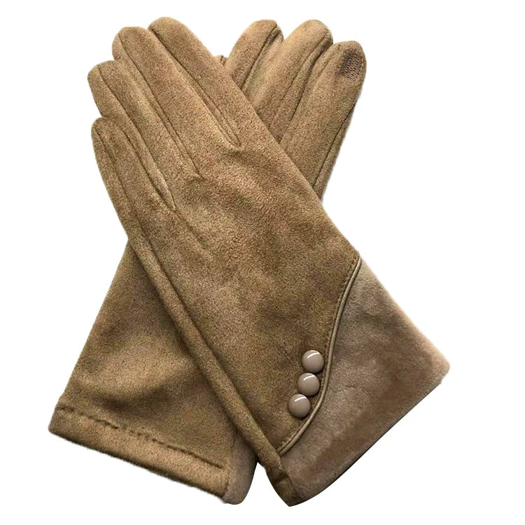 Winter Soft Lady Fashion Gloves Light and Cute Plus Velvet Suede Customized Logo Life Plain Comfortable Winter Gloves for Women