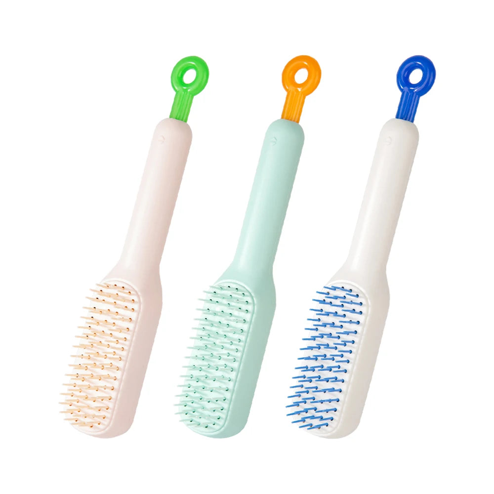Popular Tangle-Free Thick Hair Hairbrush Anti Static Easy Self Cleaning Detangling Hair Brush Comb Automatic Hair Removal Brush