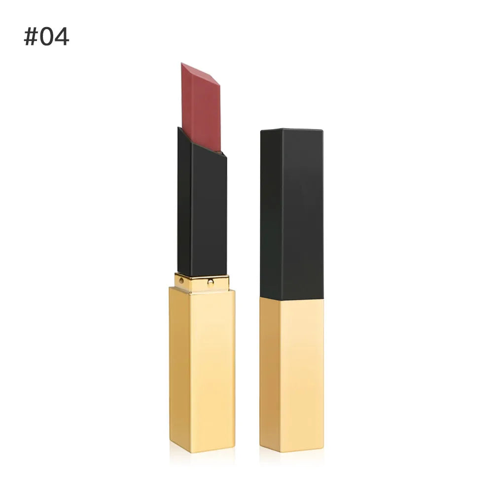 Luxury Square Lipstick Set Matte Velvet Finish High Pigment Long Lasting Moisturizing Lipstick with Elegant Black Gold