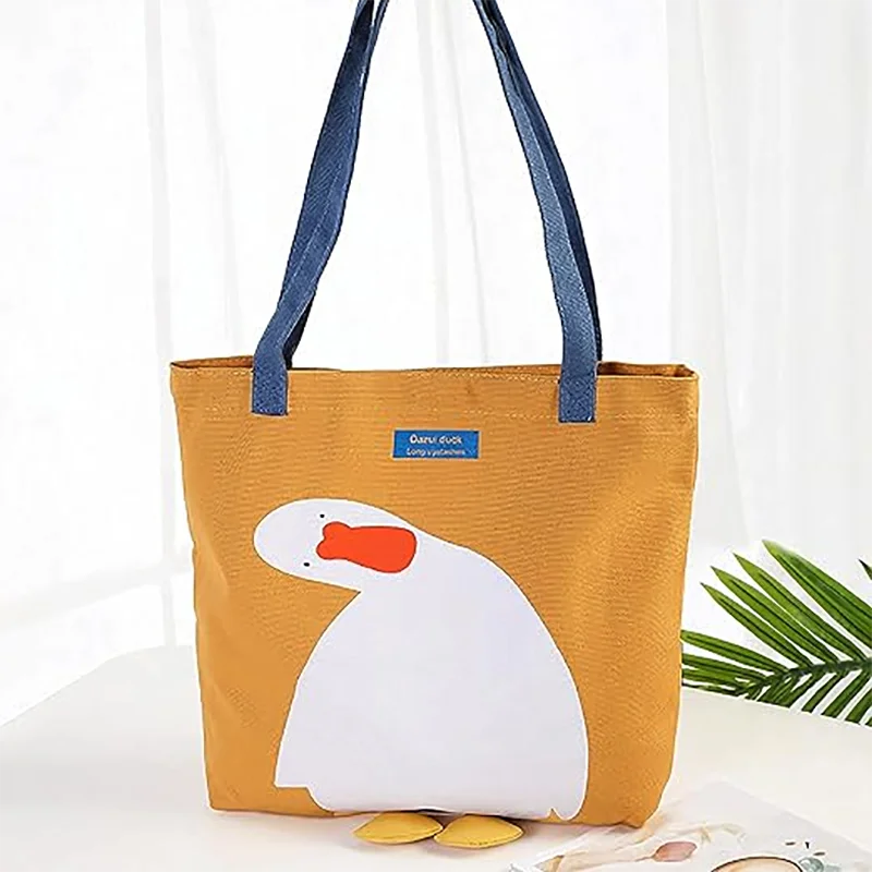 Large-Capacity Canvas Tote Bag for Daily Items Laptops Mobile Phones Practical & Cute Eye-Catching Patterns Cosmetic Bags