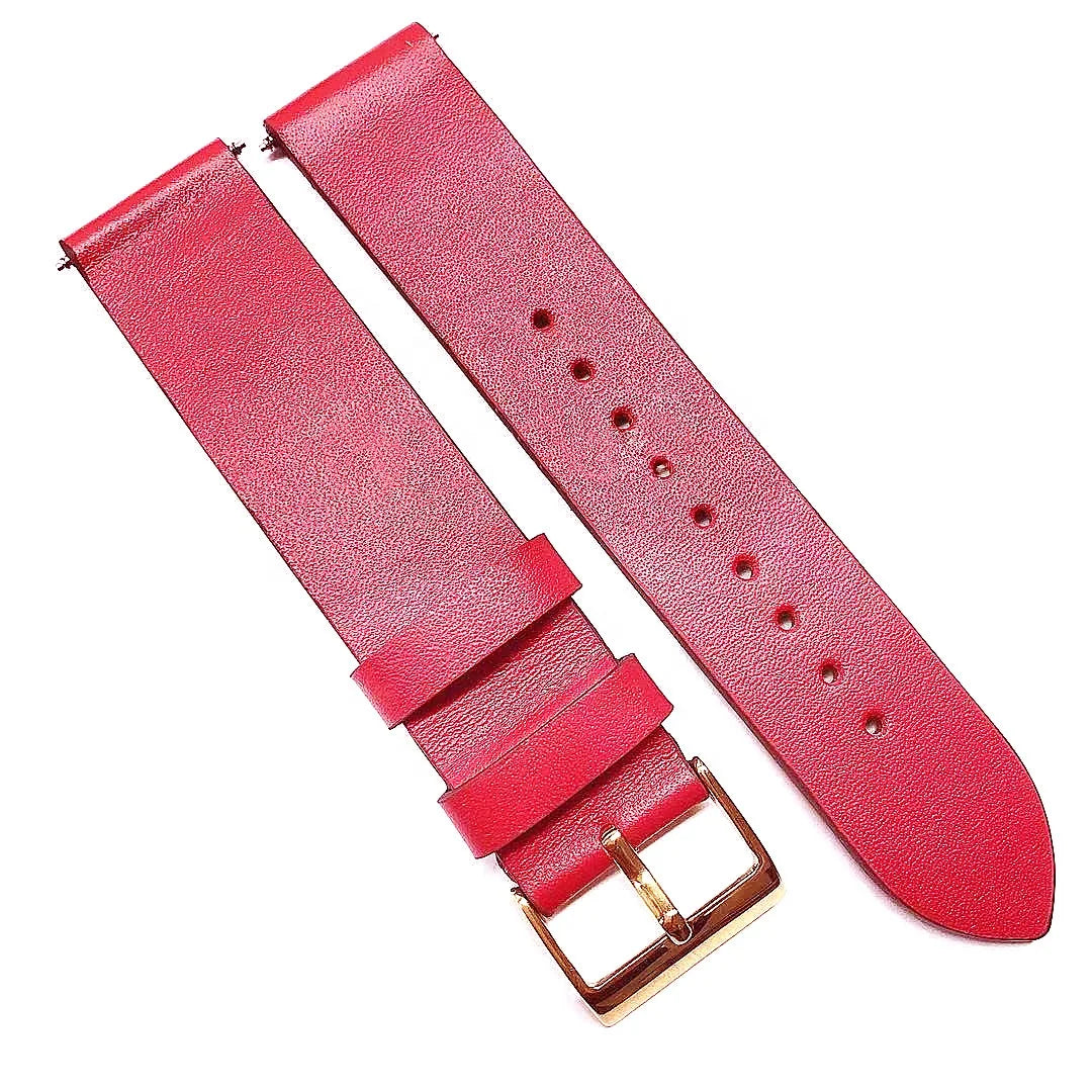Red Genuine Leather Watch Band 18MM for Women's Watches