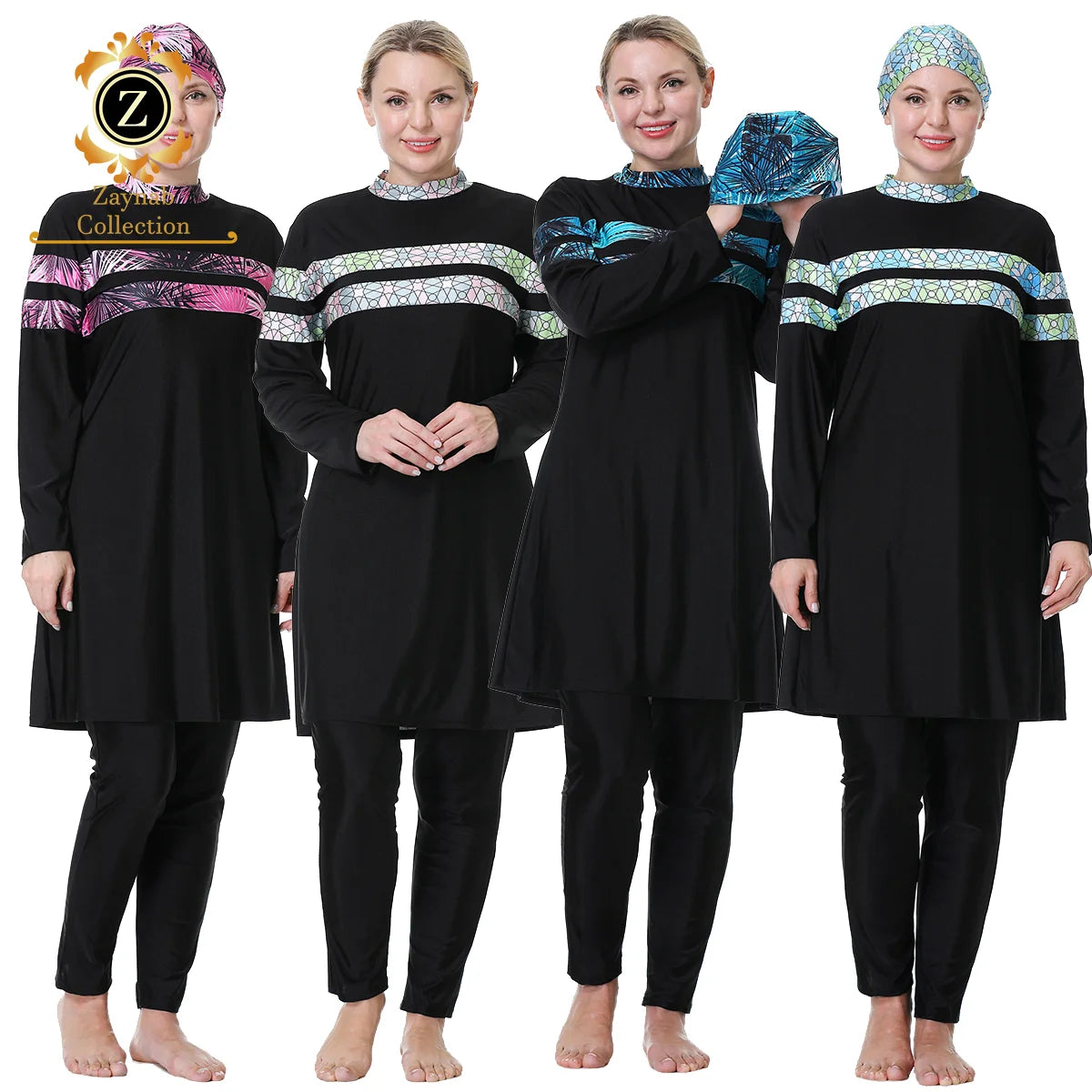 Zaynab Burkinis Modest Swimwear Muslim 3pcs Hijab Full Cover Swimsuit Ialamic Women Burkinis