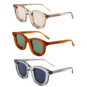 Vintage Round Sun Glasses Retro Hand-Crafted Acetate Frame Polarized Sunglasses Unisex Shades UV400 Protection