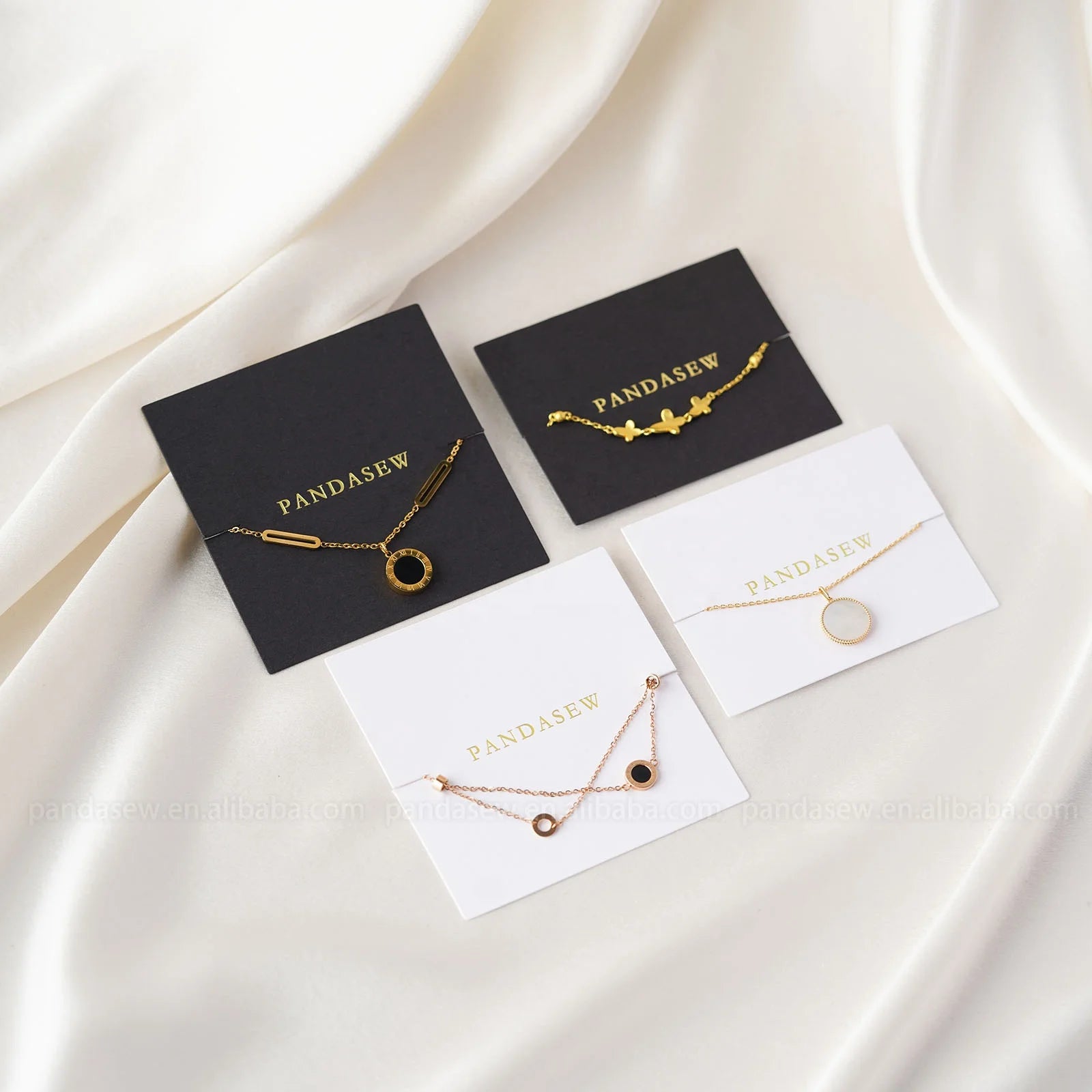 PandaSew Custom Logo 400gsm Paper Necklace Earring Gift Packaging Jewelry Display Holder Cards