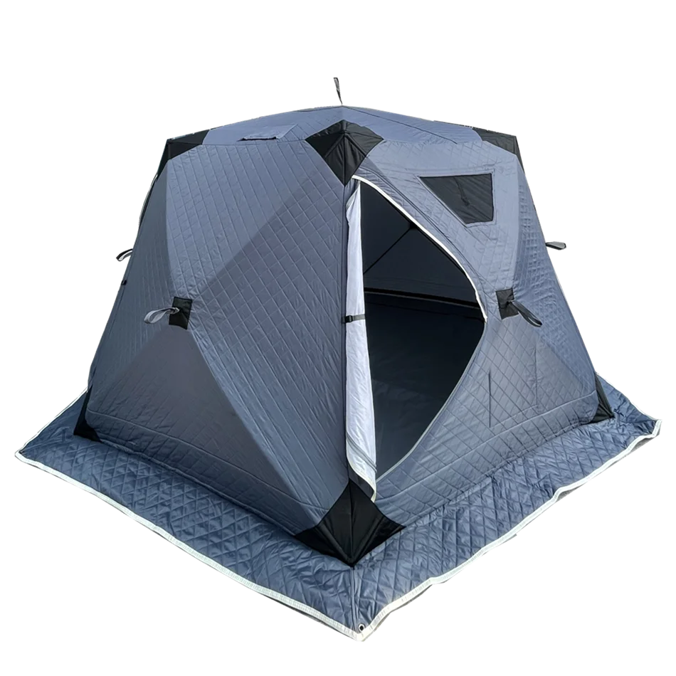 Outdoor Hexagon Sauna Tent Portable Pop up Custom Cube Hiking Insulated Ice Fishing Tent 6 Person Winter Camping Hot Tent