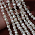 10mm Thick Baroque Side Hole Freshwater Pearl Bead 38cm Natural White Loose Bead DIY Material Wholesale