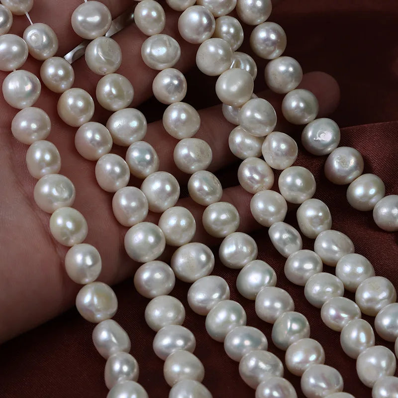 10mm Thick Baroque Side Hole Freshwater Pearl Bead 38cm Natural White Loose Bead DIY Material Wholesale