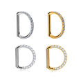 Gaby G23 Titanium Nose Ring Jewelry Daith Earring Hoop Cartilage Tragus D Shape Helix Rings Hinged Segment Hoop with Clear CZ