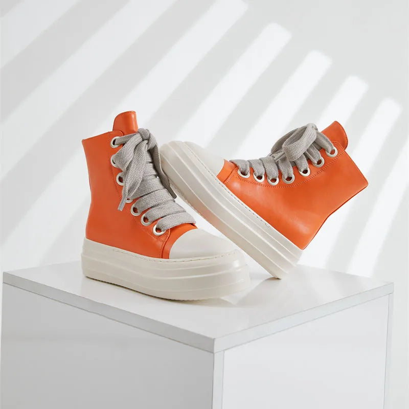 2023 New Style Casual Lady PU Shoes Fashion Ankle Wide Shoelaces Boots for Women