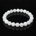 Natural White Moonstone White Stone Bead Bracelet 8mm Women Elastic Adjustable Healing Bracelet