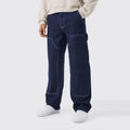 Custom Oversized Cargo Pants Denim Work Jean Custom Baggy Stitching Double Knee Carpenter Pants Men
