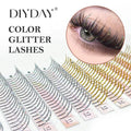 DIYDAY Colorful Glitter Premade Volume Fans DIY Pre Made Lash Fans for Private Labeling Cosmetics Private Labeling Cosmetics