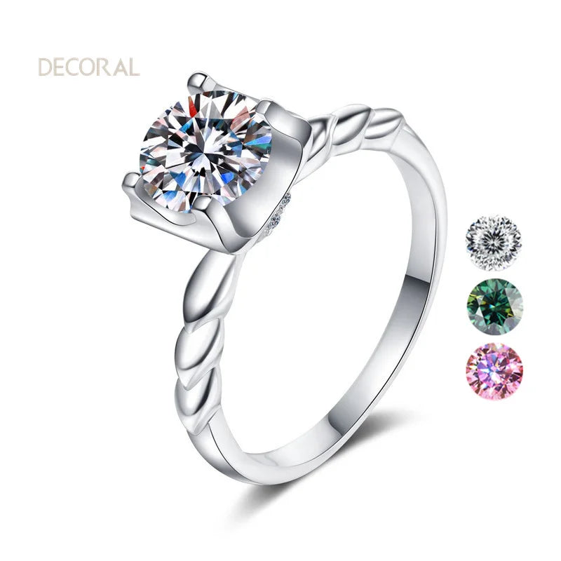 D Color 18K Gold Plated 0.5Carat 1Carat 925 Sterling Silver Moissanite Band Ring Popular with Gracious Certificate