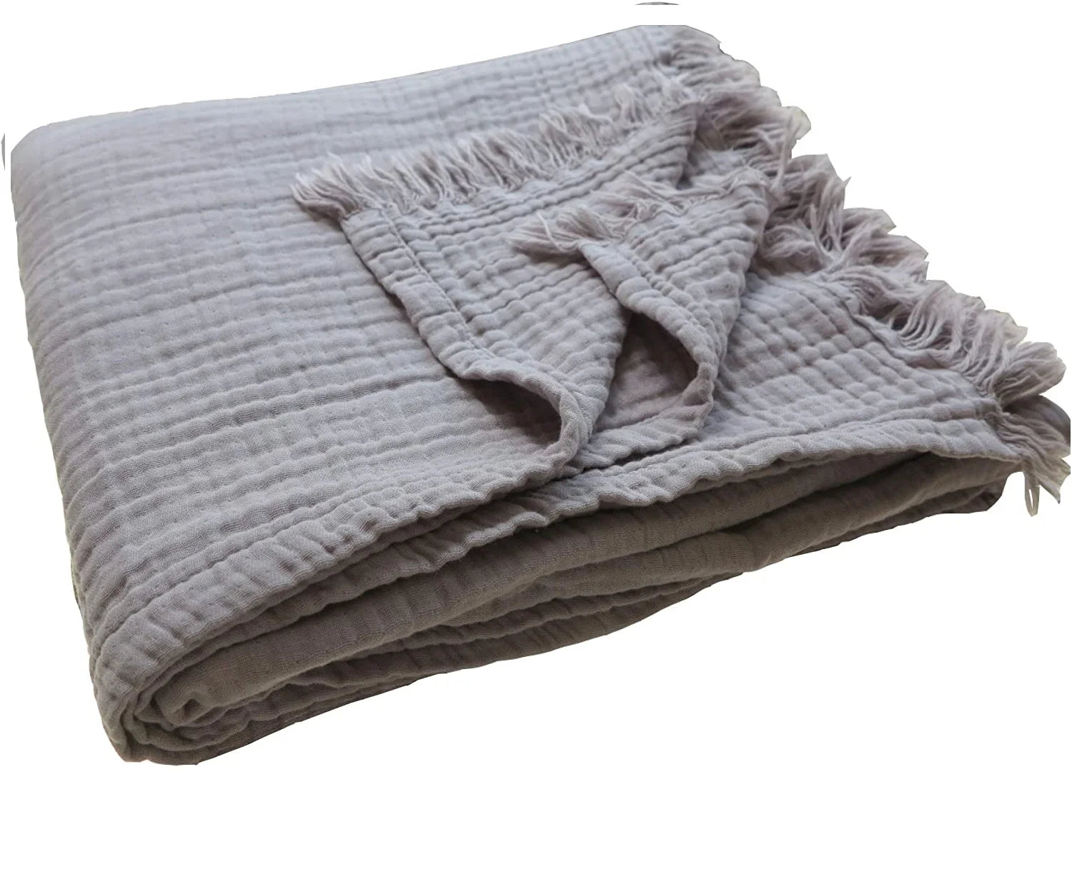 4 Layers Pre-Washed Natural Dyed Cotton Throw Blanket Adults Breathable Soft Solid Portable Cool Couch Sofa Bed Travel Summer